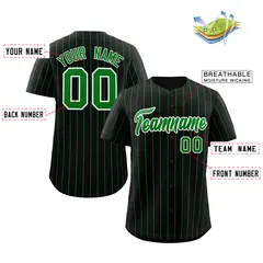 Black Green-White Stripe Authentic Fashion Baseball Jersey 2