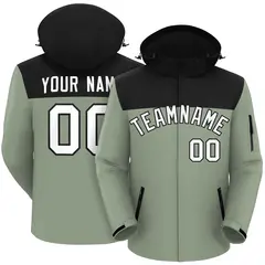 Black Green-White Two Tone Hooded Waterproof Jacket