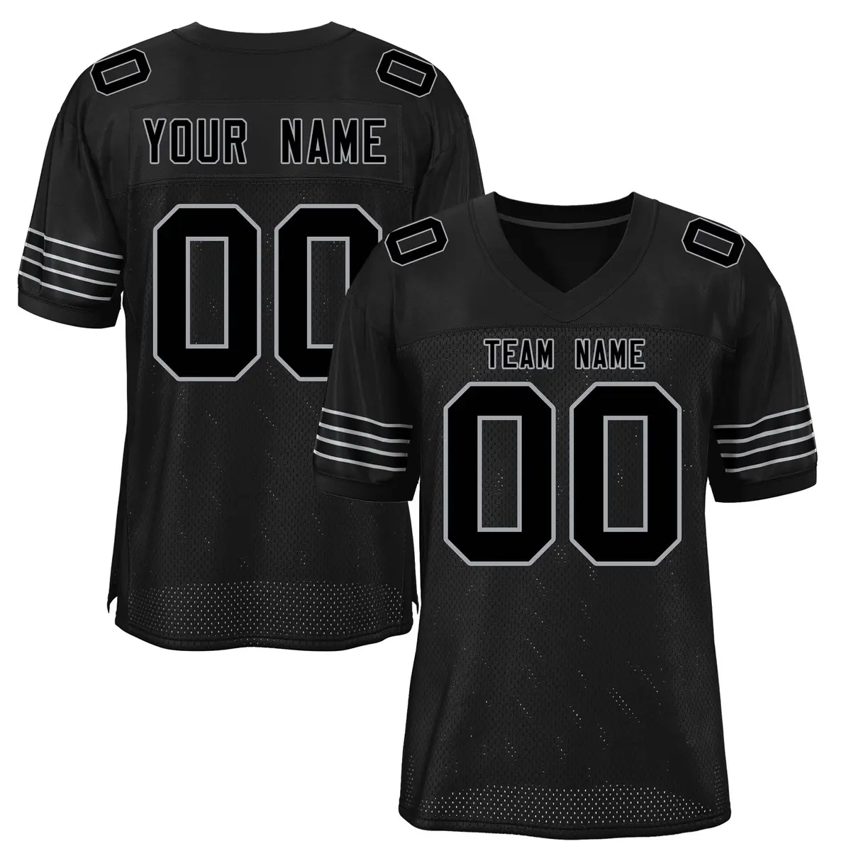Black Grey Classic Mesh Authentic Football Jersey