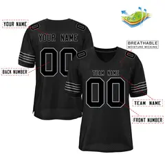 Black Grey Classic Mesh Authentic Football Jersey 2