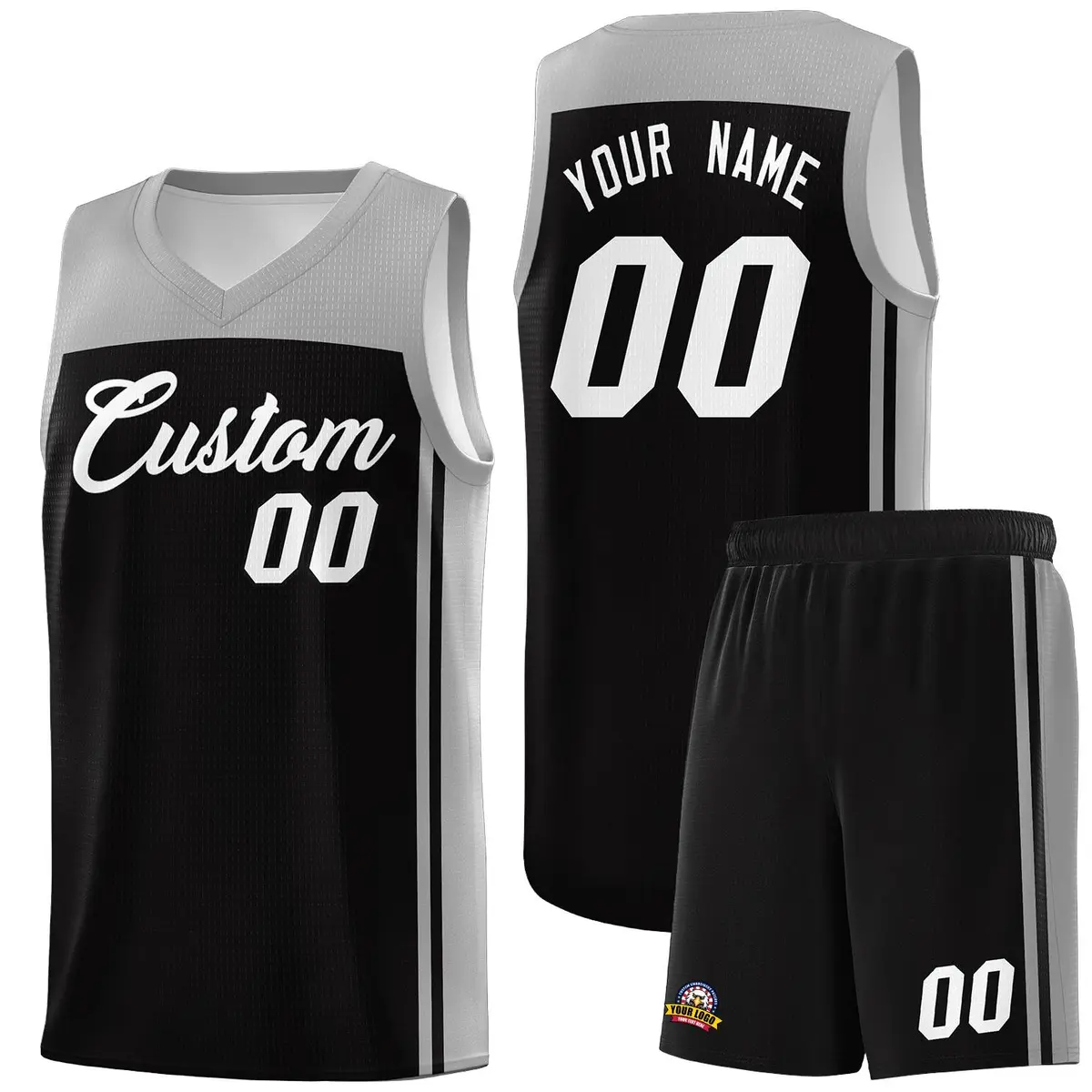 Black Grey Classic Sets Basketball Jersey