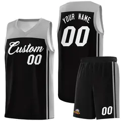 Black Grey Classic Sets Basketball Jersey 1