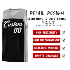 Black Grey Classic Sets Basketball Jersey 2