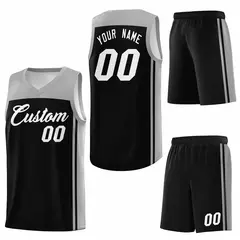 Black Grey Classic Sets Basketball Jersey 6