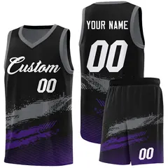 Black Grey Purple Graffiti Basketball Jersey 1