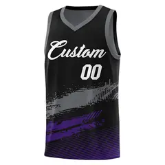 Black Grey Purple Graffiti Basketball Jersey 2