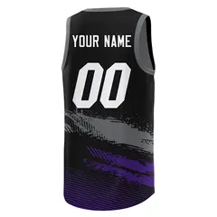 Black Grey Purple Graffiti Basketball Jersey 3