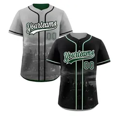 Black Grey Reversible City Graffiti Baseball Jersey