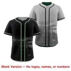 Black Grey Reversible City Graffiti Baseball Jersey 8