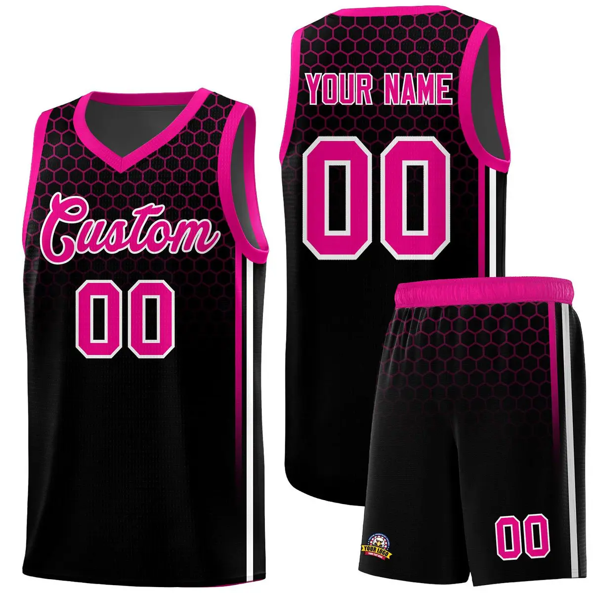 Black Honeycomb Pattern Sports Uniform Basketball Jersey