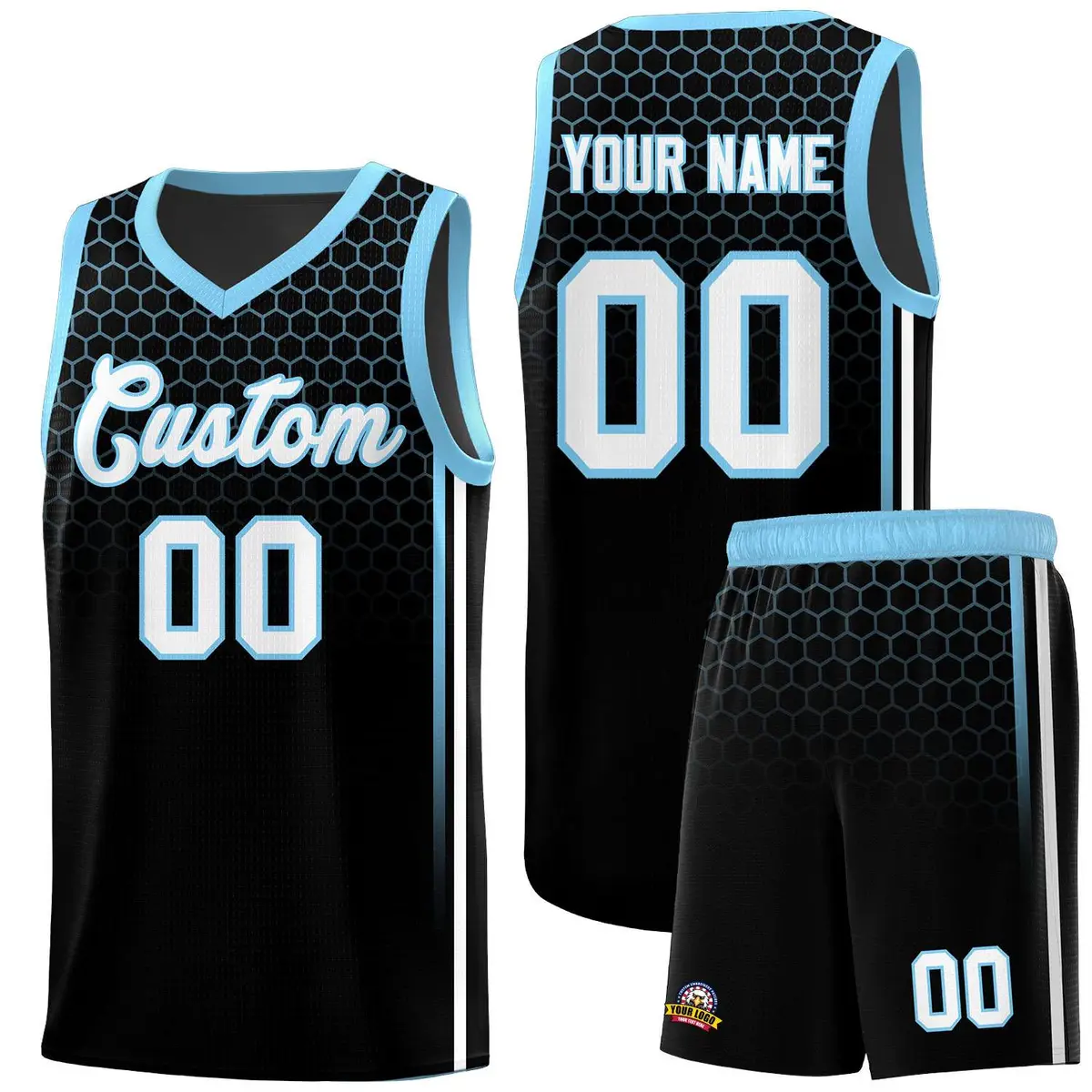 Black Honeycomb Pattern Sports Uniform Basketball Jersey