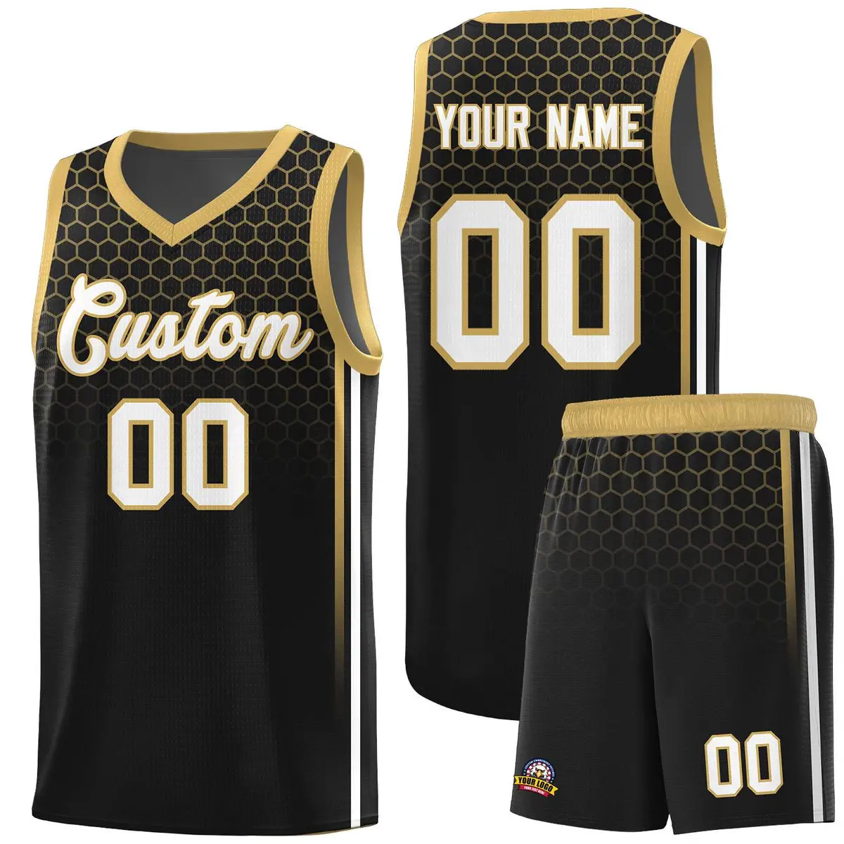 Black Honeycomb Pattern Sports Uniform Basketball Jersey
