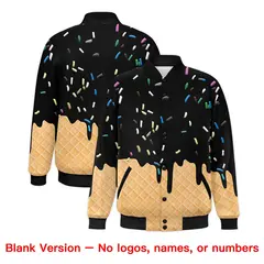 Black Ice Cream Cone Graffiti Full-Snap Varsity Letterman Jacket 7