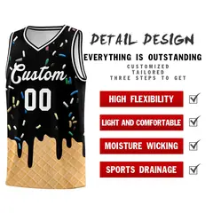 Black Ice Cream Element Pattern Basketball Kits 2