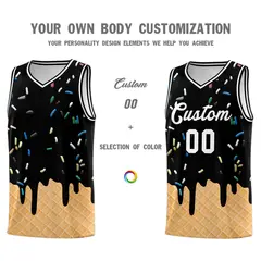 Black Ice Cream Element Pattern Basketball Kits 3
