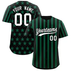 Black Kelly Green American Flag Graffiti Baseball Jersey