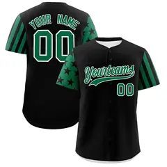Black Kelly Green American Flag Raglan Baseball Jersey 1