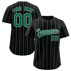 Black Kelly Green and Gray Bi-Color Stripes Baseball Jersey 1