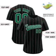 Black Kelly Green and Gray Bi-Color Stripes Baseball Jersey 2