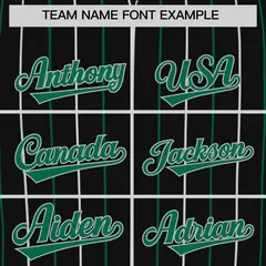 Black Kelly Green and Gray Bi-Color Stripes Baseball Jersey 3