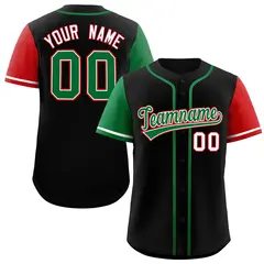 Black Kelly Green and Red Raglan Baseball Jersey