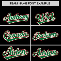 Black Kelly Green and Red Raglan Baseball Jersey 3