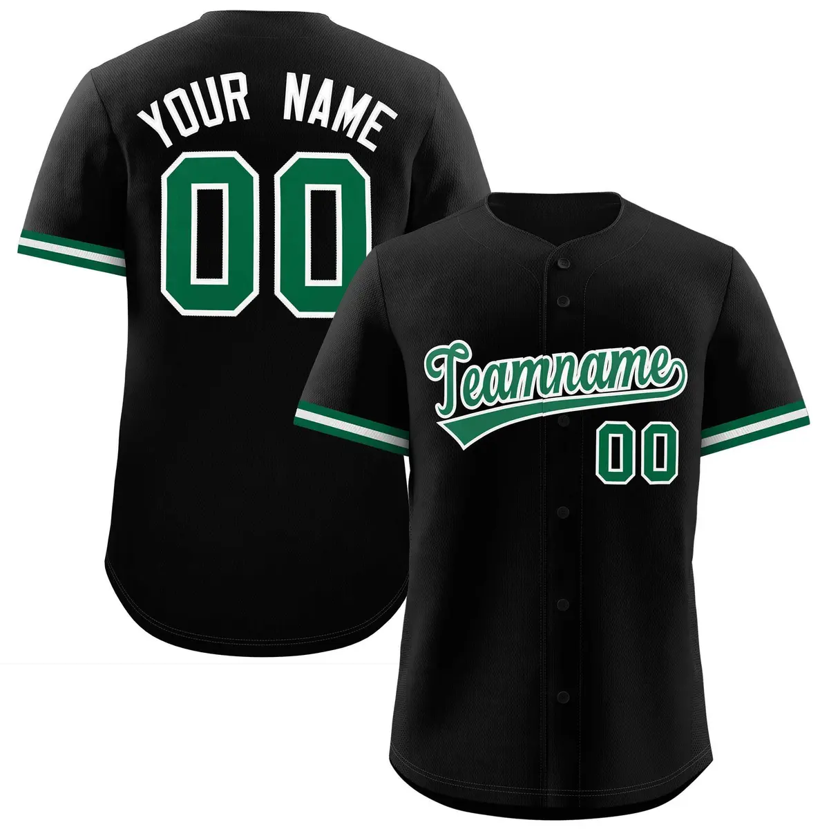Black Kelly Green Authentic Full-Button Baseball Jersey