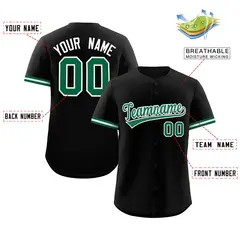 Black Kelly Green Authentic Full-Button Baseball Jersey 2