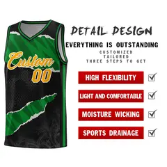 Black Kelly Green-Black Tear Graffiti Basketball Jersey 2