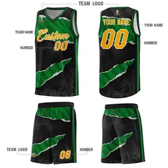 Black Kelly Green-Black Tear Graffiti Basketball Jersey 5