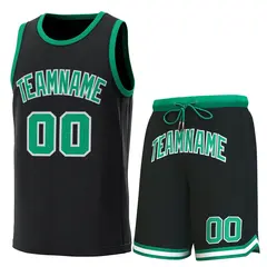 Black Kelly Green Classic Sets Basketball Jersey 1