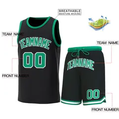 Black Kelly Green Classic Sets Basketball Jersey 2