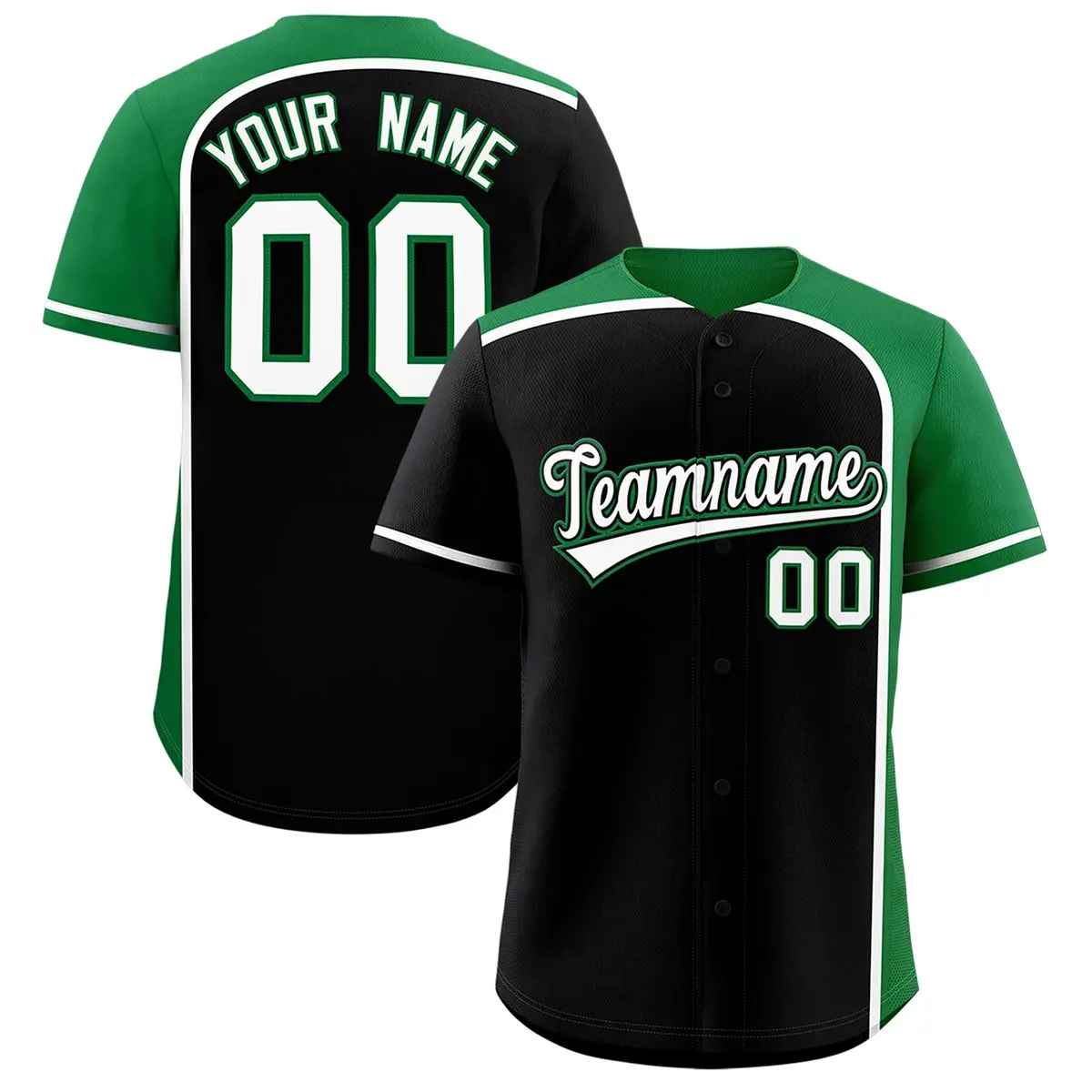 Black Kelly Green Color Block Authentic Baseball Jersey