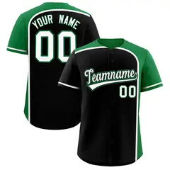 Black Kelly Green Color Block Authentic Baseball Jersey 1