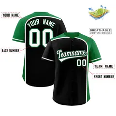 Black Kelly Green Color Block Authentic Baseball Jersey 2