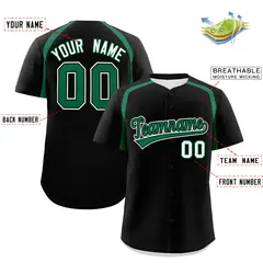 Black Kelly Green Color Block Authentic Baseball Jersey 2