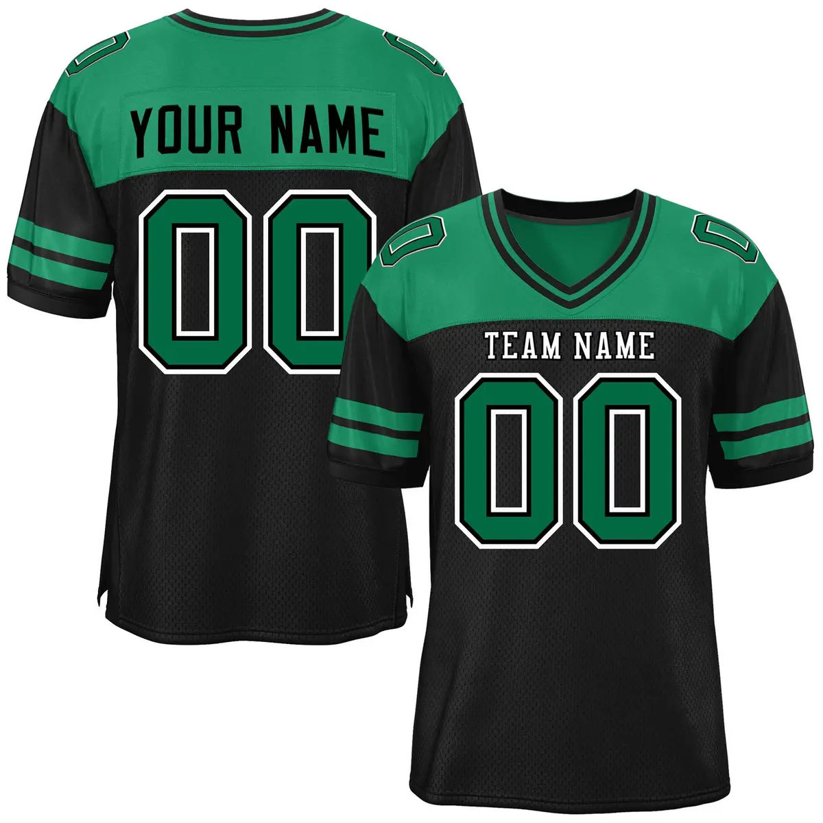 Black Kelly Green Color Block Authentic Football Jersey
