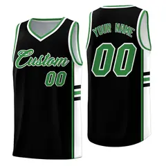 Black Kelly Green Color Block Basketball Jersey 1