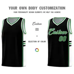 Black Kelly Green Color Block Basketball Jersey 3