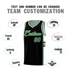 Black Kelly Green Color Block Basketball Jersey 4