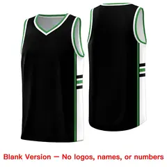 Black Kelly Green Color Block Basketball Jersey 6