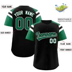 Black Kelly Green Contrast Raglan Baseball Jersey 2