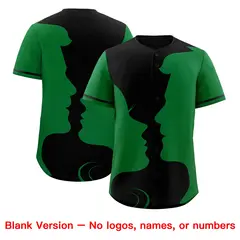 Black Kelly Green Couple Silhouettes Valentine's Baseball Jersey 2