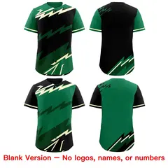 Black Kelly Green Cream Reversible Baseball Jersey Lightning Graffiti Pattern 8