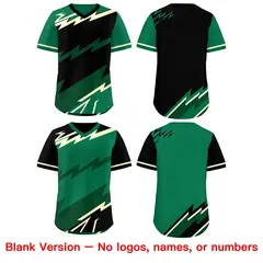 Black Kelly Green Cream Reversible Baseball Jersey Lightning & Graffiti Pullover V-Neck 8