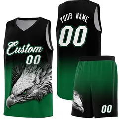 Black Kelly Green Eagle Graffiti Pattern Basketball Jersey