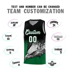 Black Kelly Green Eagle Graffiti Pattern Basketball Jersey 2