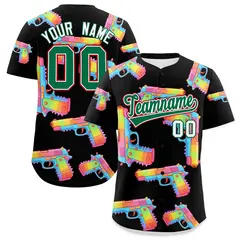Black Kelly Green Firepower Graffiti Baseball Jersey 1
