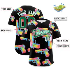 Black Kelly Green Firepower Graffiti Baseball Jersey 2