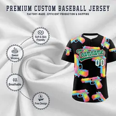 Black Kelly Green Firepower Graffiti Baseball Jersey 3